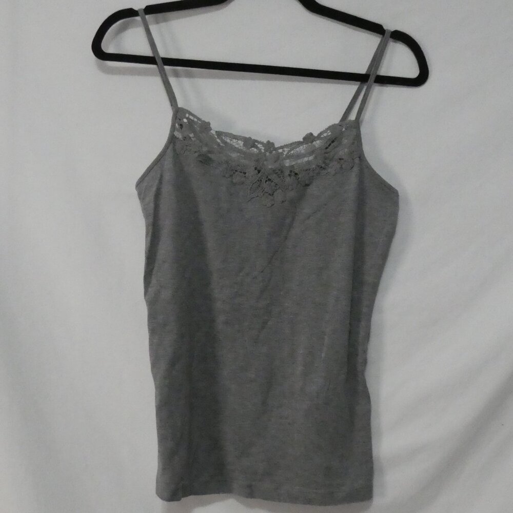 BANANA REPUBLIC Sunday Sunday Grey Lace Trim Spaghetti Strap Camisole - Small